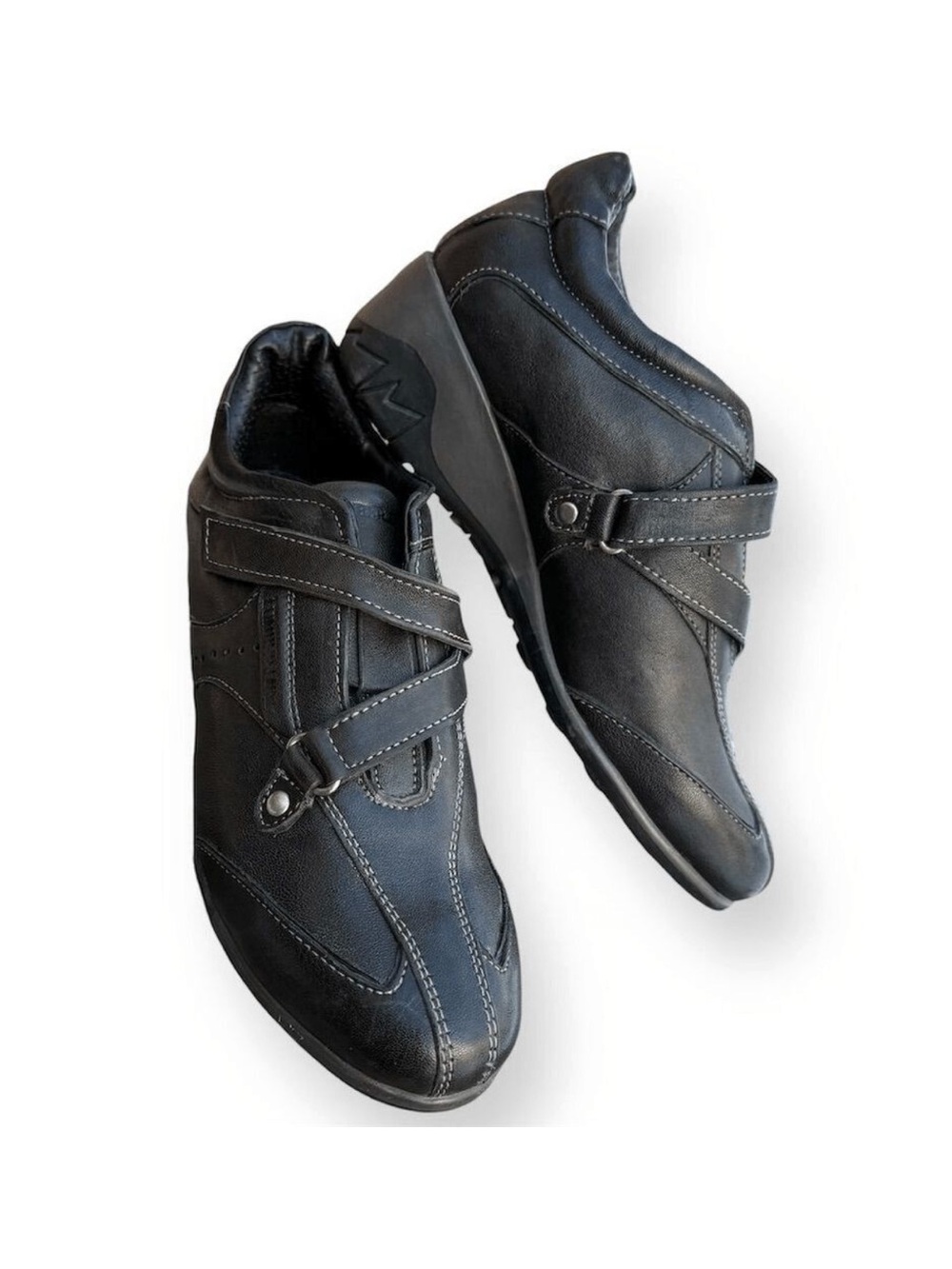 Lumberjack Women's Black Leather No Tie Adjustable Sneaker Loafer Shoes 8